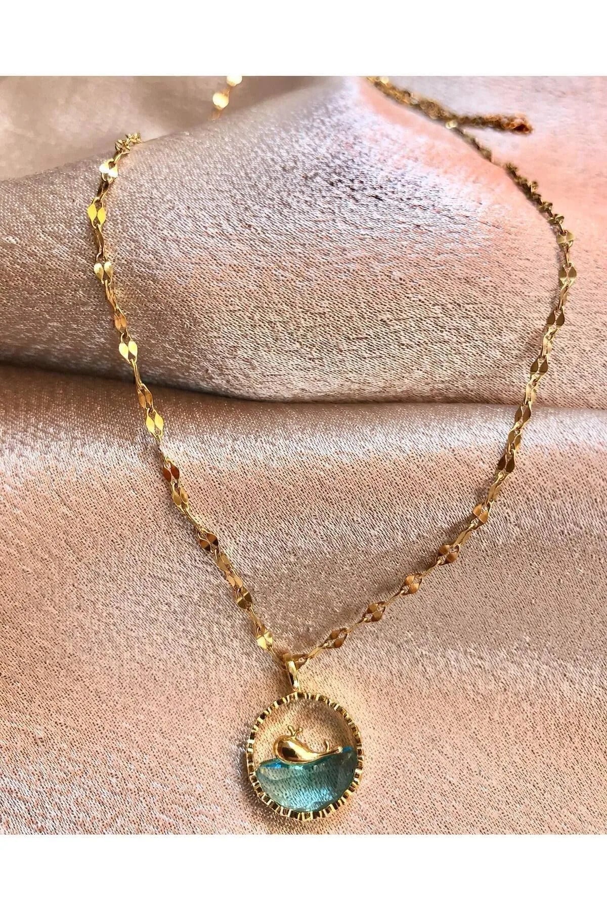 Paslanmaz Çelik Balina Kolye - Okyanus Detaylı Kolye