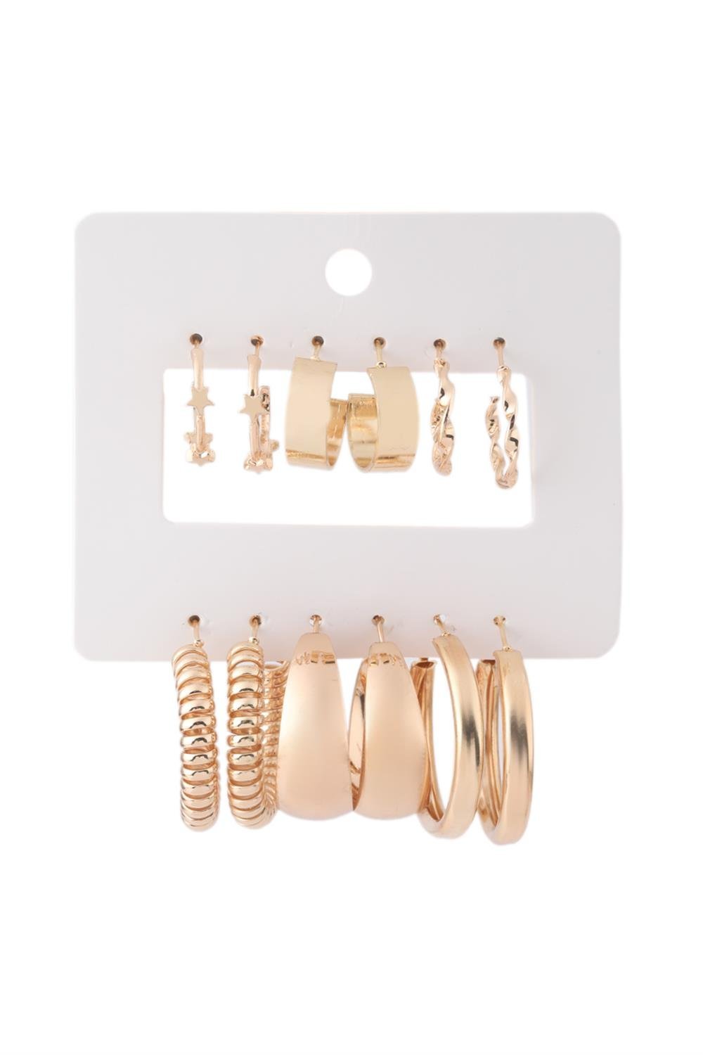 Bijuteri 6'lı Gold Küpe Seti