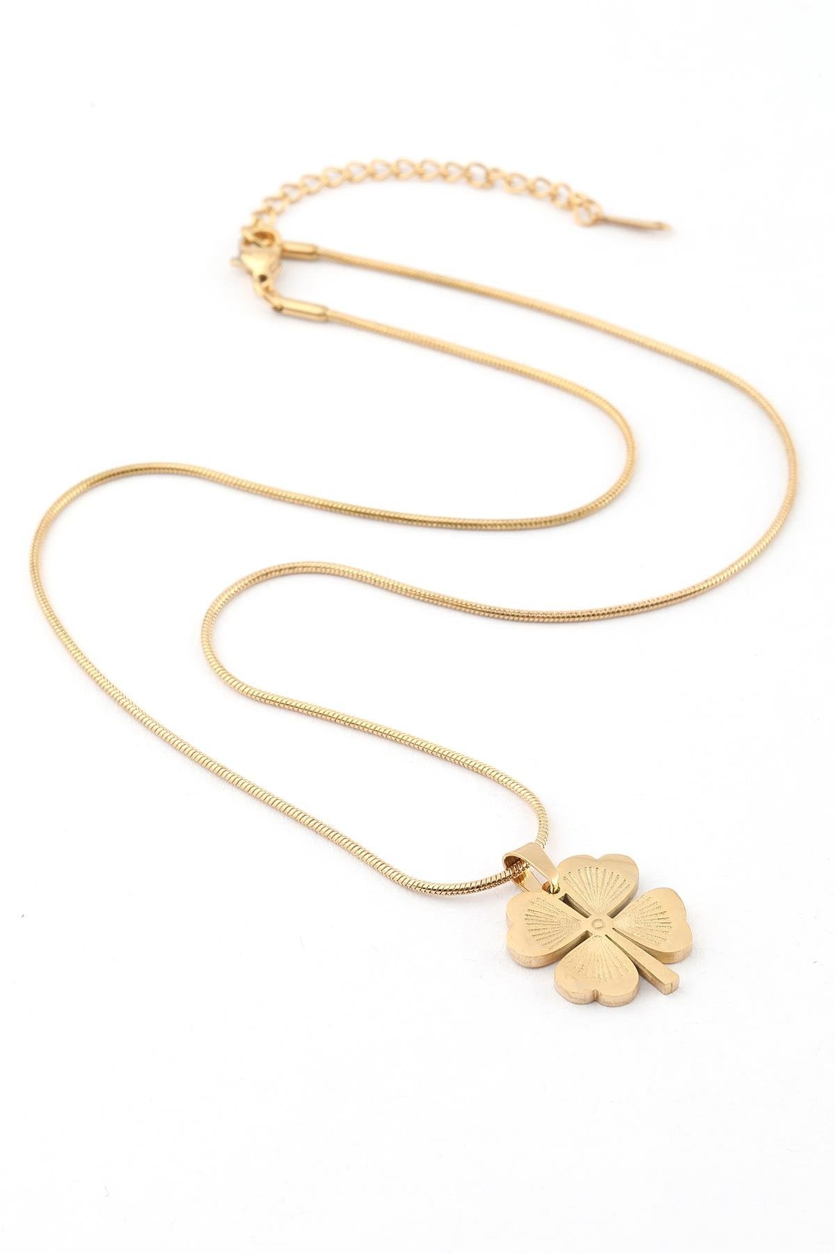 Paslanmaz Çelik Yonca Gold Kolye