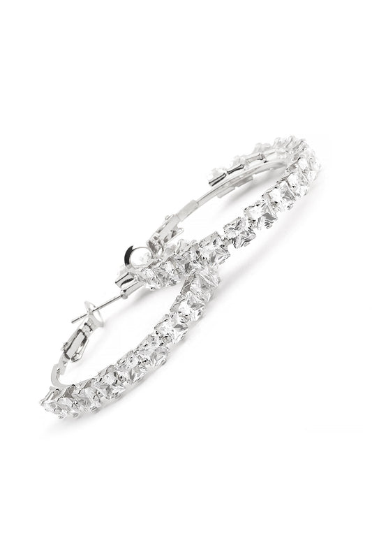 VIP Zirkon Taşlı Gümüş Halka Küpe 35 mm