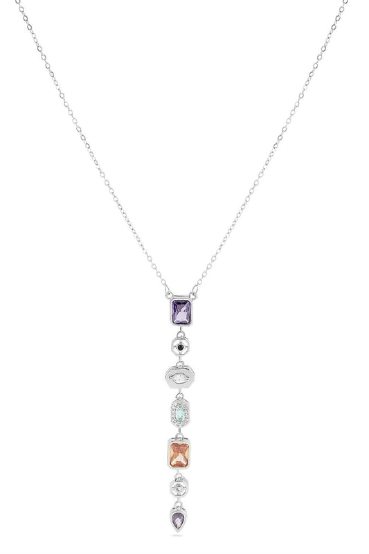 Paslanmaz Çelik 7 Elementli Y Kolye Gümüş