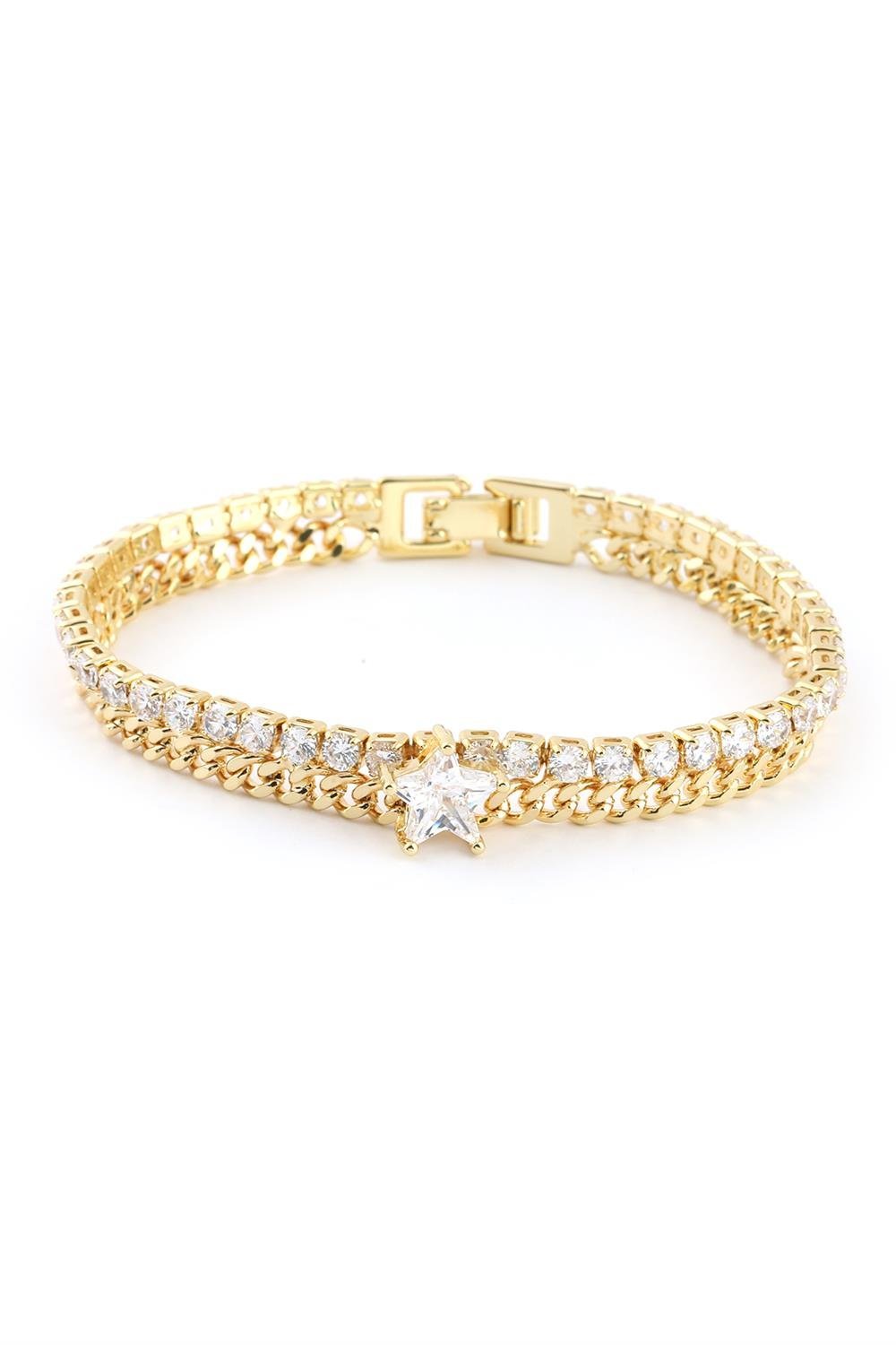VIP 14K Gold Yıldız Taşlı Bileklik