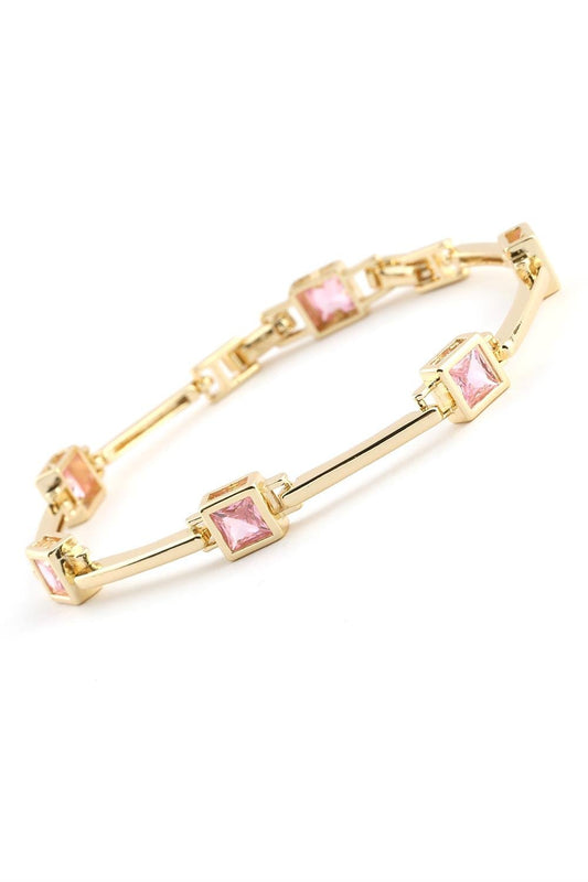 VIP 14K Gold Pembe Taşlı Bileklik