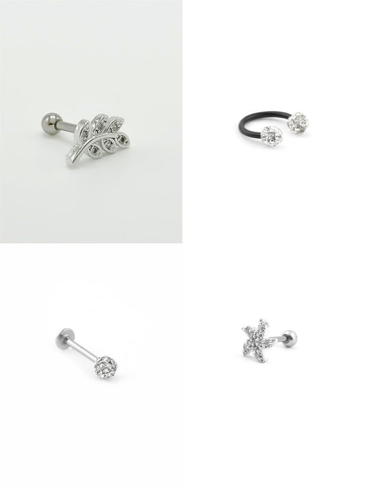 4'lü Çelik Tragus - Piercing Seti