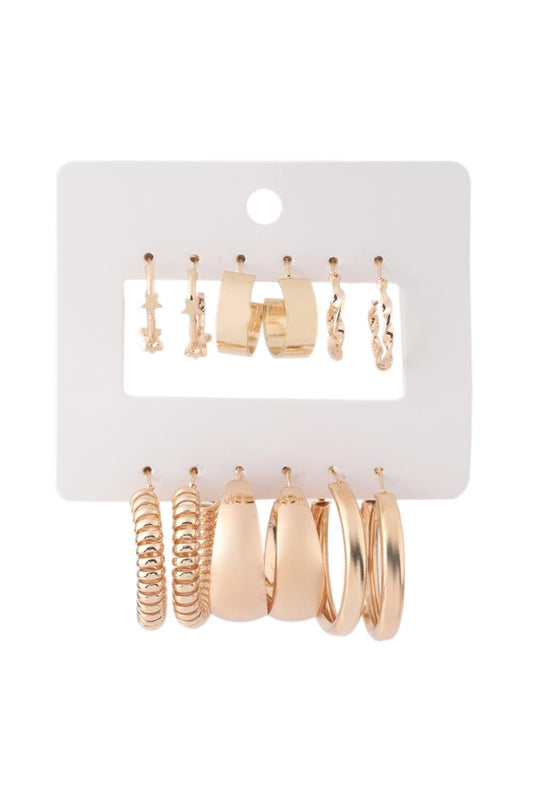 Bijuteri 6'lı Gold Küpe Seti