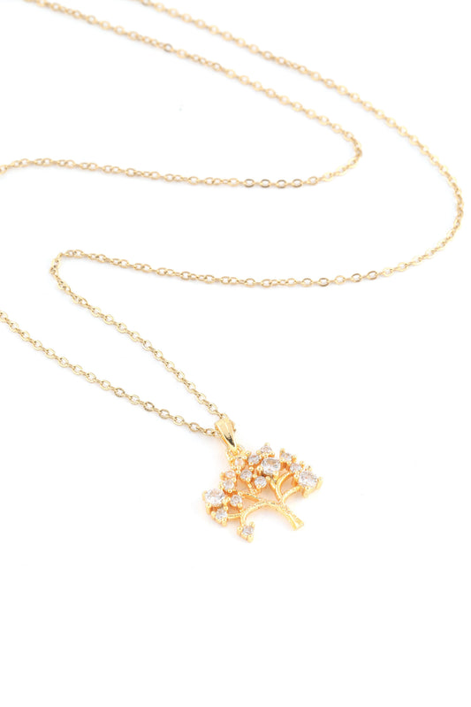 Hayat Ağacı Çelik Kolye Gold