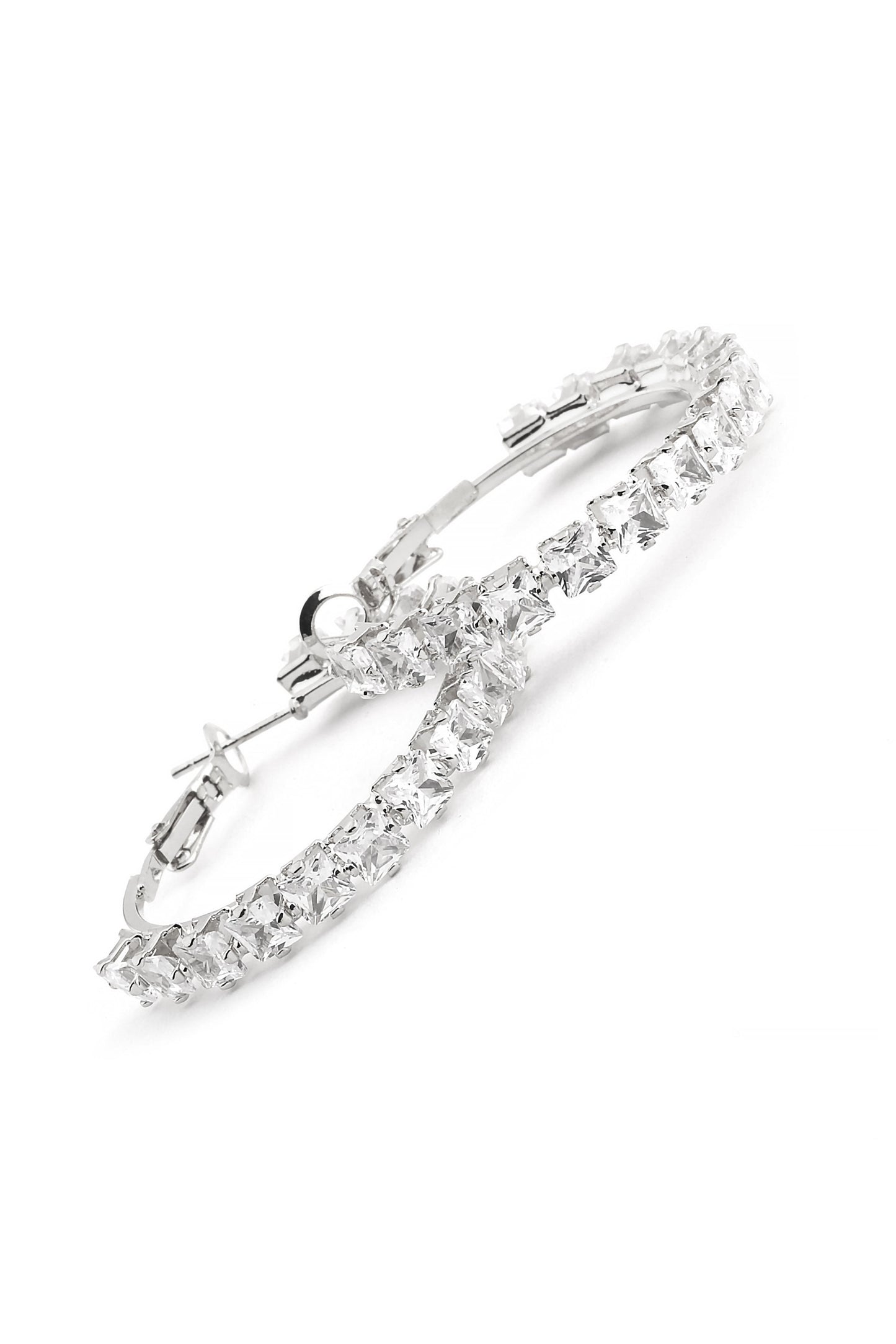 VIP Zirkon Taşlı Gümüş Halka Küpe 35 mm