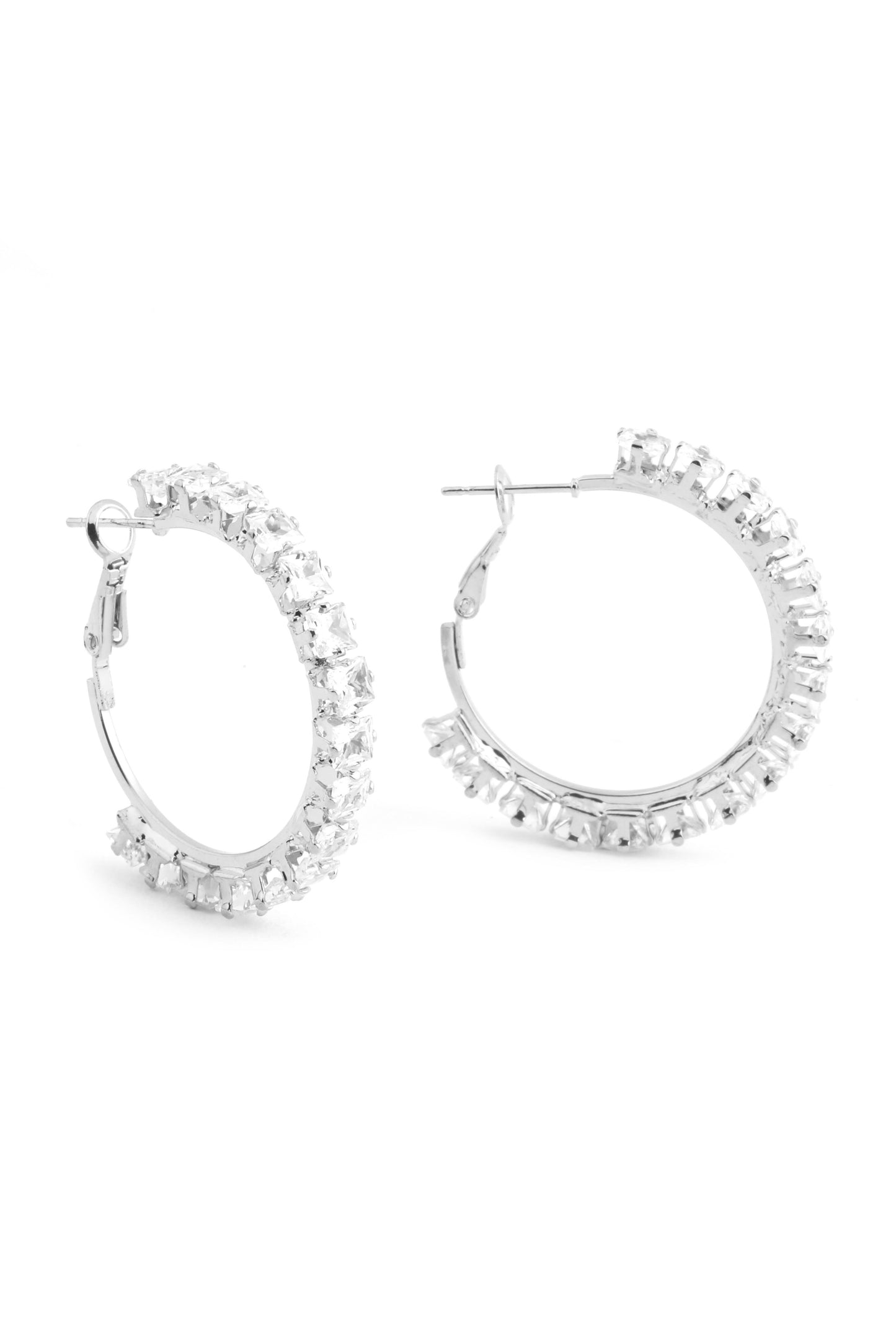 VIP Zirkon Taşlı Gümüş Halka Küpe 35 mm