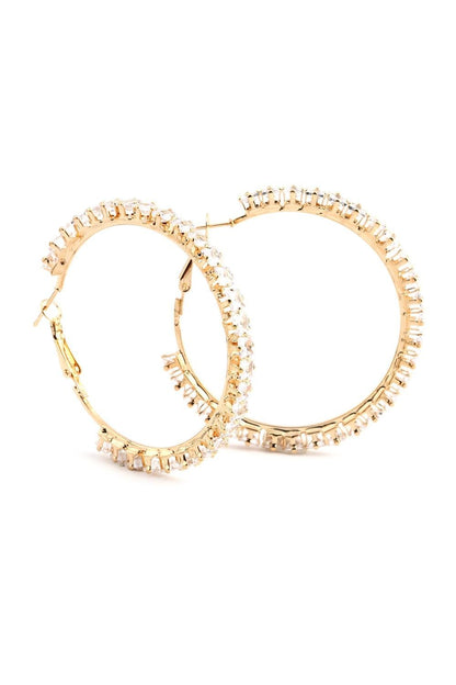 VIP Zirkon Taşlı Gold Halka Küpe 45 mm