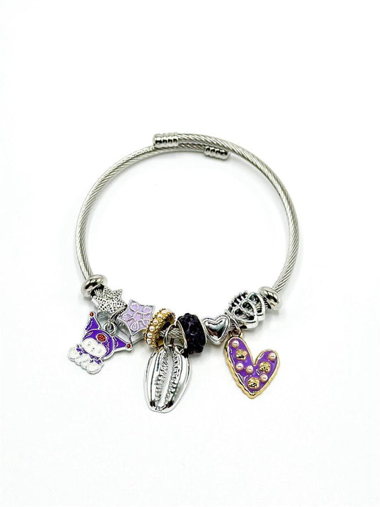 Paslanmaz Çelik Pandora Mor Kuromi  Bileklik