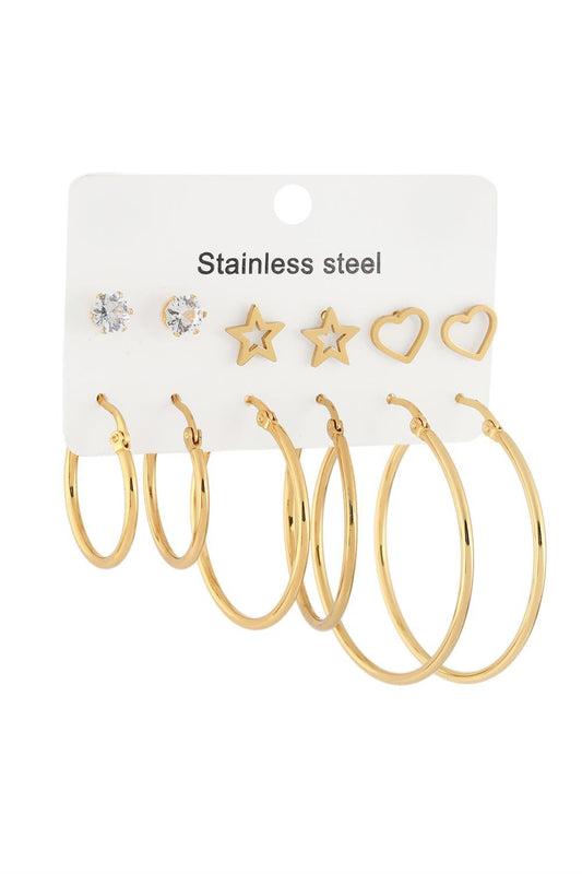 Çelik Set Küpe Gold