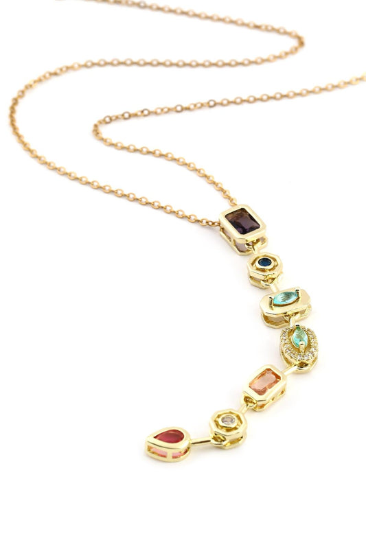 Paslanmaz Çelik 7 Elementli  Y Kolye Gold