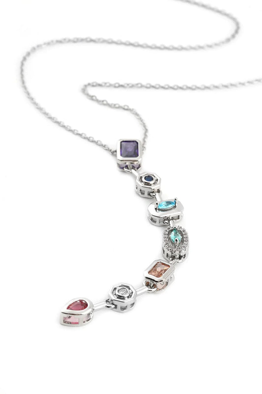 Paslanmaz Çelik 7 Elementli Y Kolye Gümüş