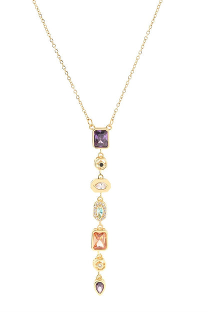 Paslanmaz Çelik 7 Elementli  Y Kolye Gold