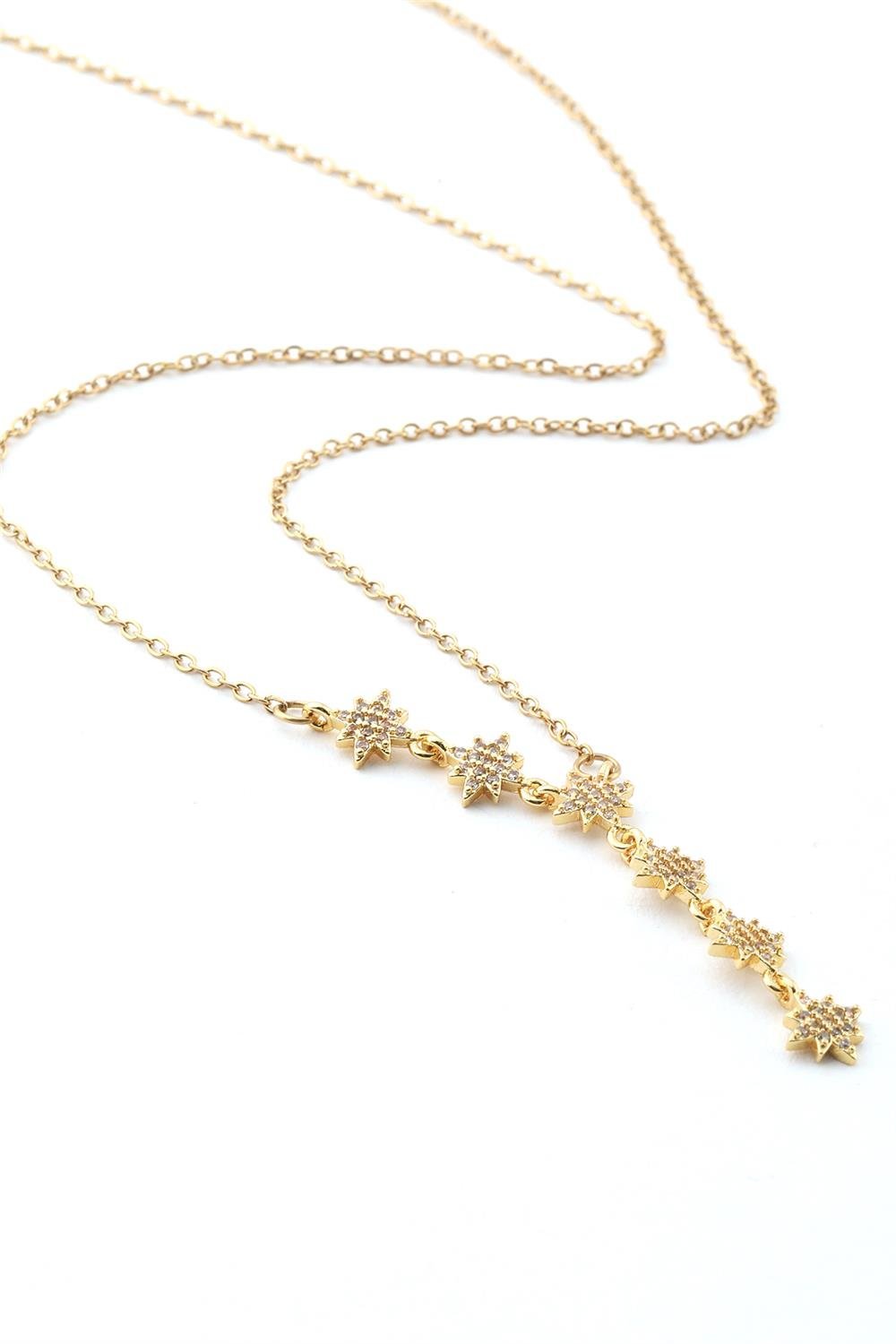 Paslanmaz Çelik Yıldız Y Kolye Gold