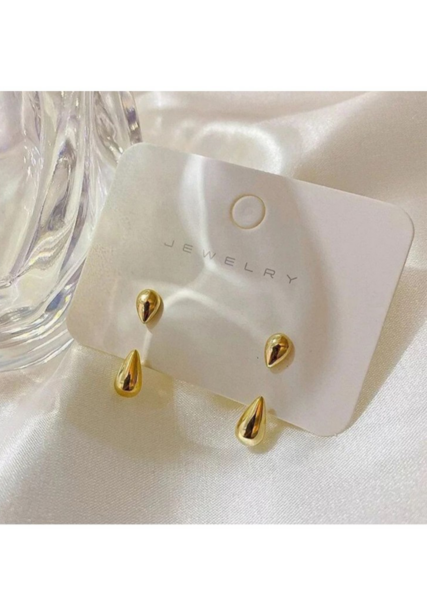 PERLİSS Kararmaz Çelik Damla Tasarımlı Minimal Gold Küpe