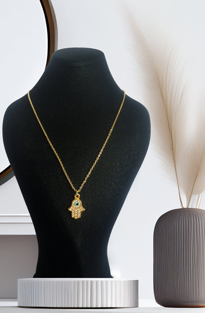 PERLİSS Zirkon Taşlı Turkuaz Kolye Seti, Gold Kaplama Fil Kolye, Nazar Boncuklu El Kolye