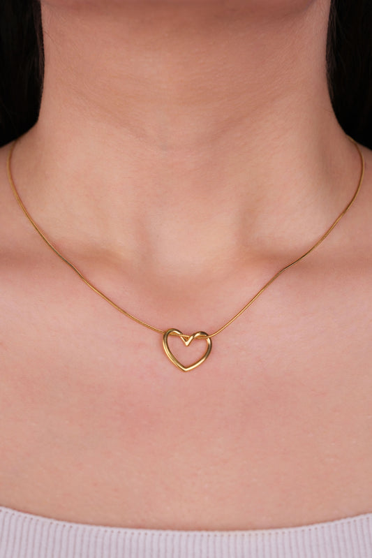 İçi Boş Kalp Kolye Gold