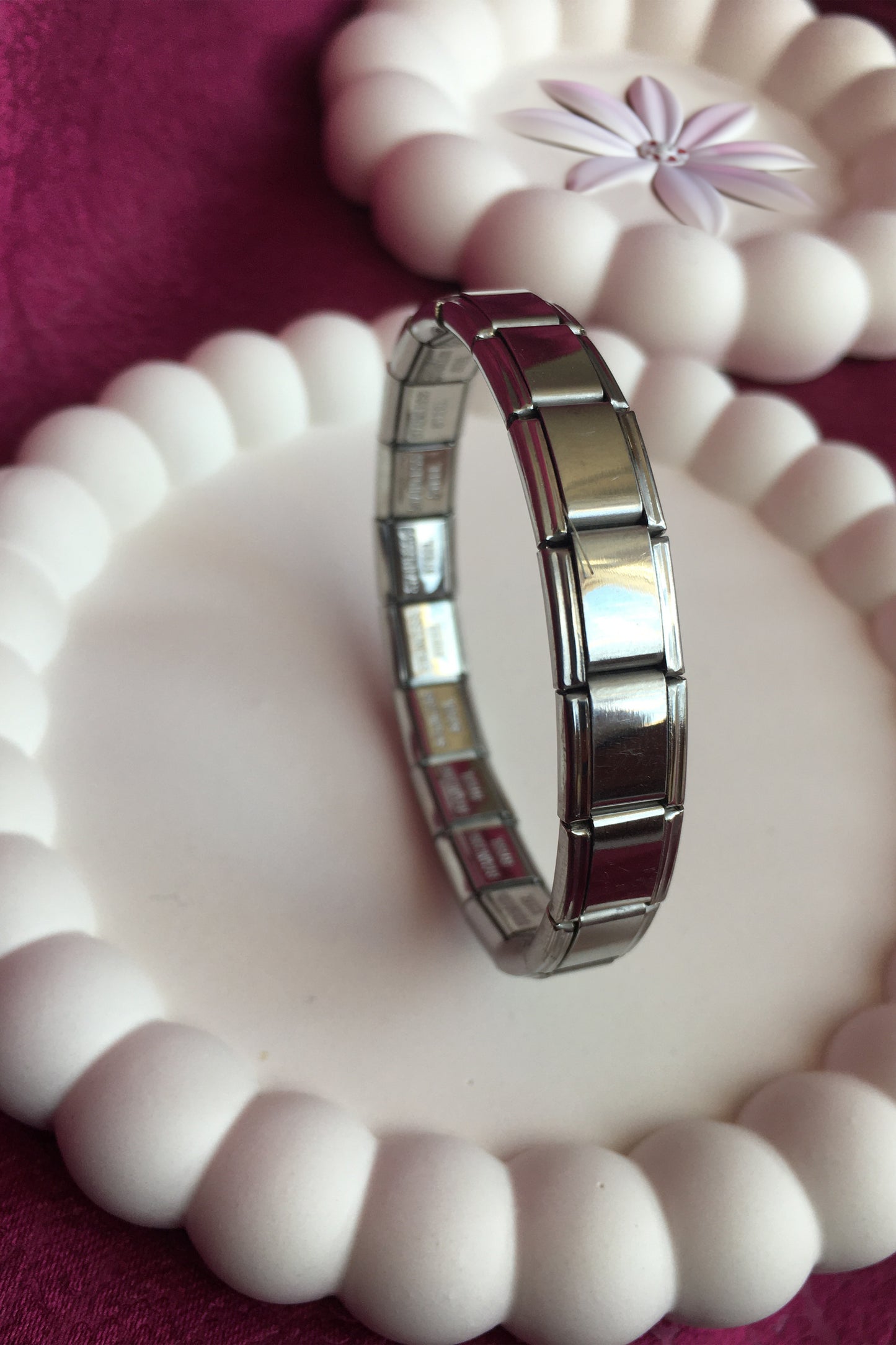 Paslanmaz Çelik İtalyan Charm Bileklik 18 CM Esnek Gümüş Unisex Bileklik