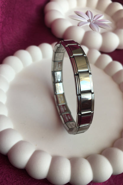 Paslanmaz Çelik İtalyan Charm Bileklik 18 CM Esnek Gümüş Unisex Bileklik