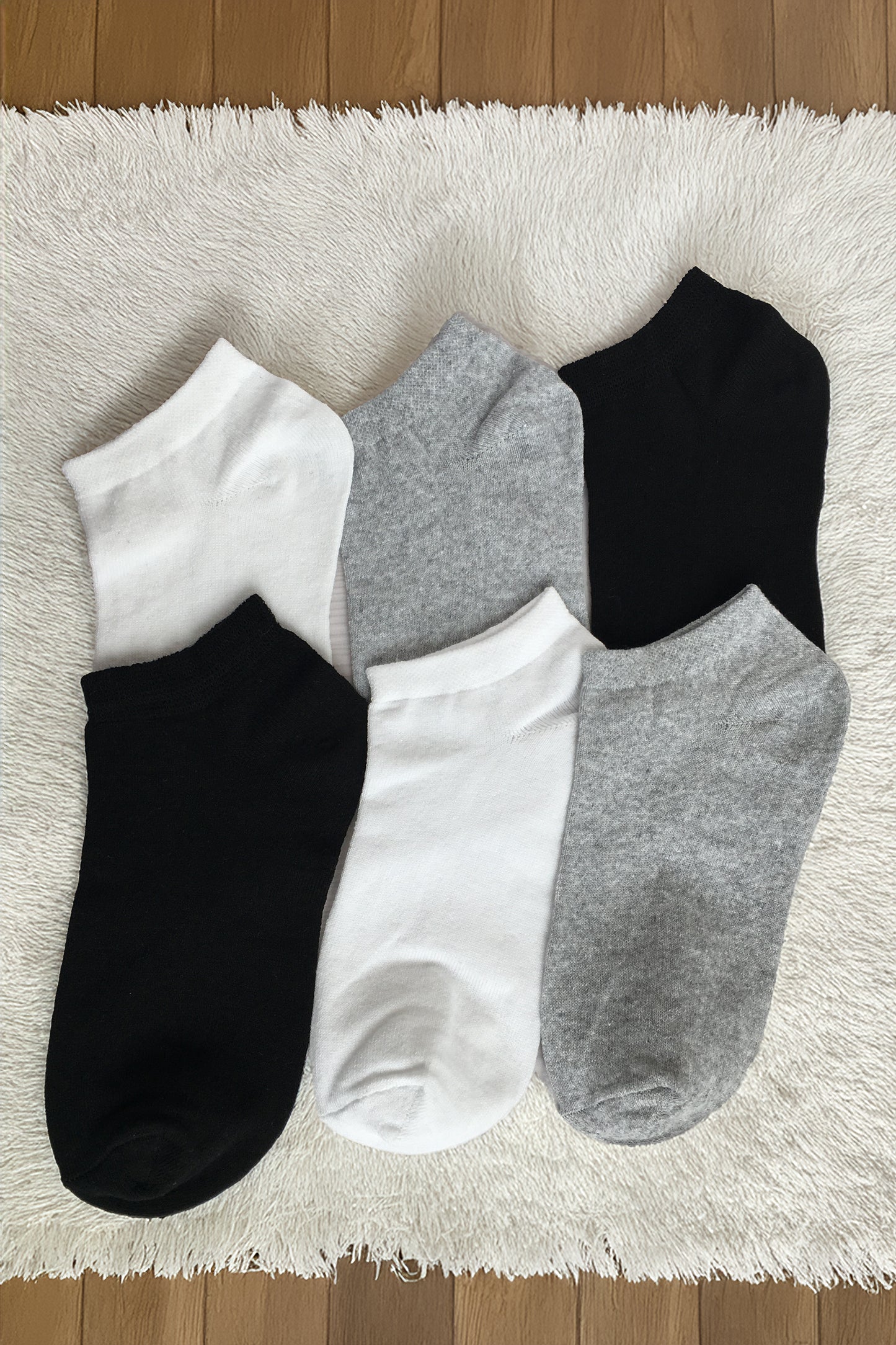 6 Çift Unisex Karışık Renkli Çorap, Pamuklu Patik Çorap