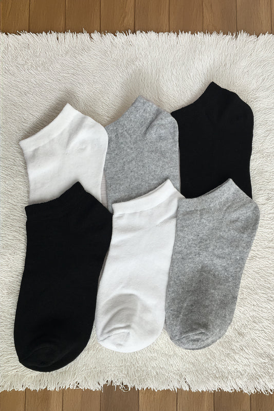 6 Çift Unisex Karışık Renkli Çorap, Pamuklu Patik Çorap