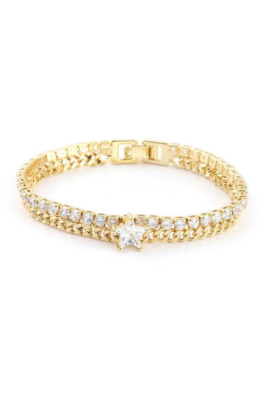 VIP 14K Gold Yıldız Taşlı Bileklik