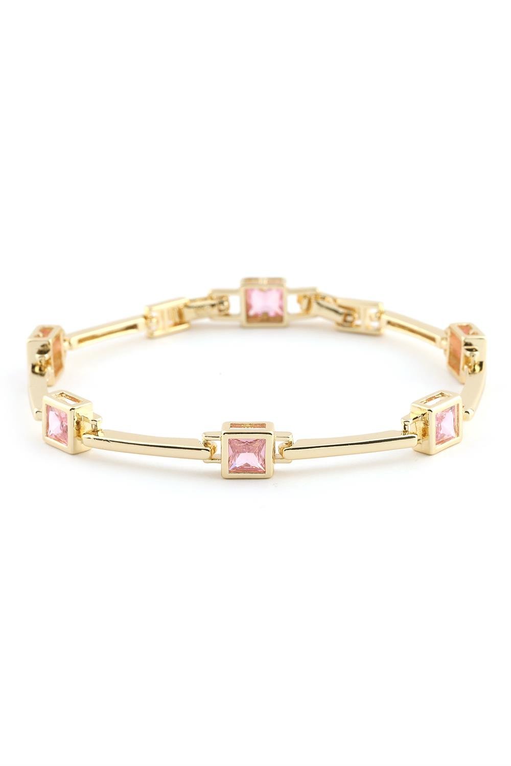 VIP 14K Gold Pembe Taşlı Bileklik