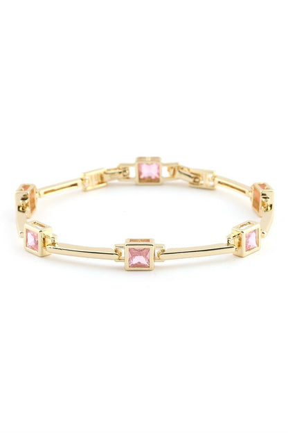 VIP 14K Gold Pembe Taşlı Bileklik