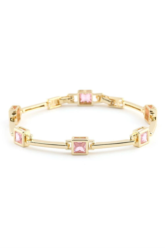 VIP 14K Gold Pembe Taşlı Bileklik