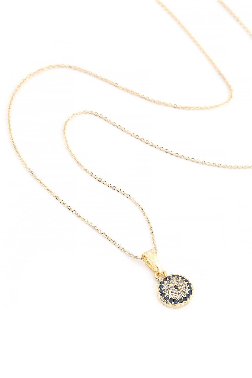 VIP Nazar Boncuklu Zirkon Kolye Gold